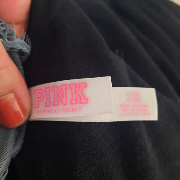 PINK VICTORIA'S SECRET Gray Blue Oasis Eyelash Lace High Neck Push Up Bralette - Picture 4 of 6